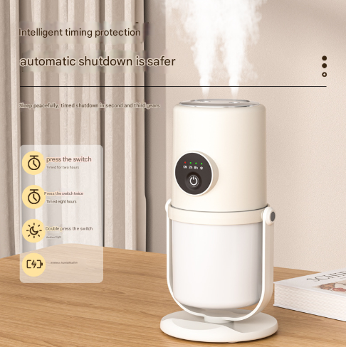 Beige Plus Base ortable Desktop Dual-Spray Humidifier with Air Purification for Office and Bedroom – product detail