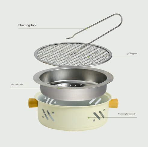 Portable 28cm Stainless Steel Barbecue and Tea Furnace V888-ELOSUNG28459