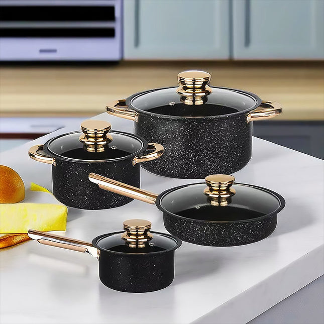 8-Piece Stainless Steel Cookware Set with Maifan Stone Non-Stick Coating – product detail