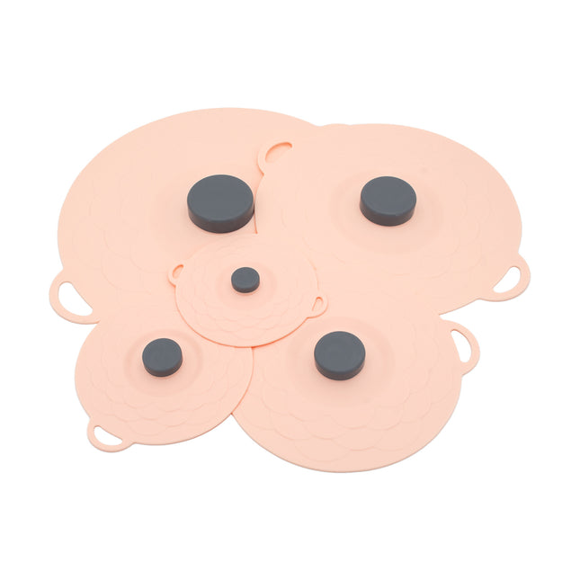 Pink Two-Set Five-Piece Silicone Fresh-Keeping Lids