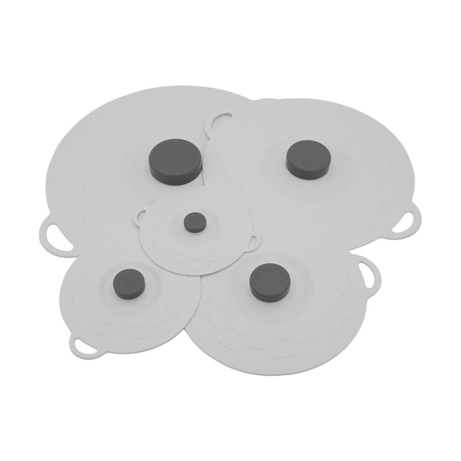 Grey Two-Set Five-Piece Silicone Fresh-Keeping Lids