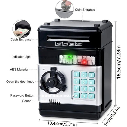 Dark Blue Children's Mini Safe Piggy Bank with Fingerprint and Password Lock