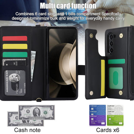 White Galaxy Z Fold3 Multi-Functional Leather Wallet Case for Samsung Z Fold Series - Crossbody with Pen Slot, Quilted Design Pen Not Included