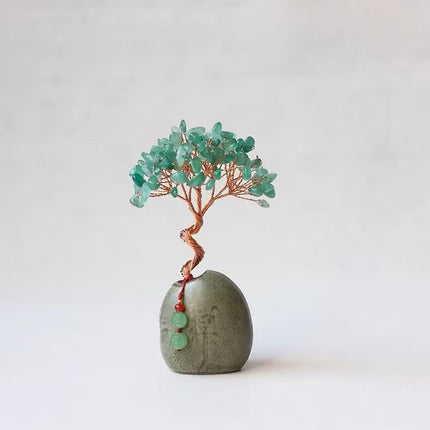 Tungling Jade Natural Crystal Wealth Tree - 12cm Feng Shui Decor, Elegant Office Desk Ornament