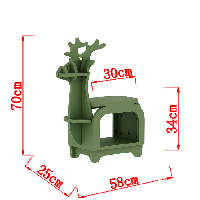 Green Small Creative Reindeer-Shaped Solid Wood Bookshelf for Kids V888-ELOSUNG28553