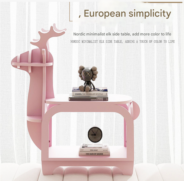 Green Small Creative Reindeer-Shaped Solid Wood Bookshelf for Kids – product detail