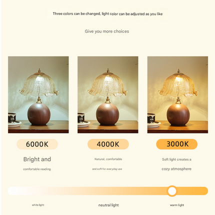 Three-colour Changing Light French-Inspired Bedside Lamp - Modern Minimalist Warm Light