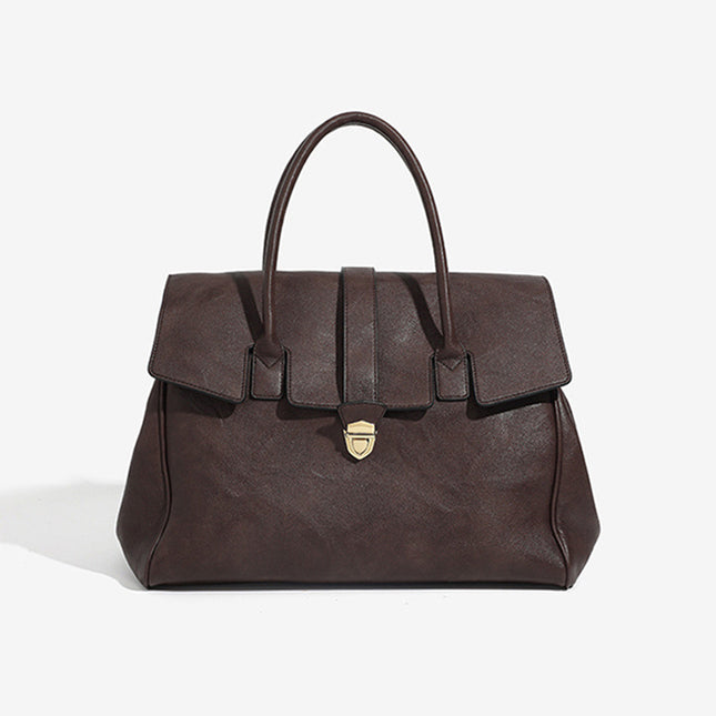 Coffee Brown Spacious Women's PU Leather Tote Bag with Laptop Compartment V888-ELOSUNG28569