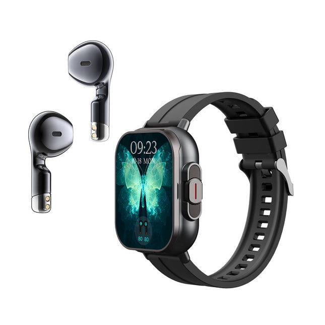 Black 2-in-1 Bluetooth Smartwatch with Integrated Earbuds for Sports V888-ELOSUNG28581