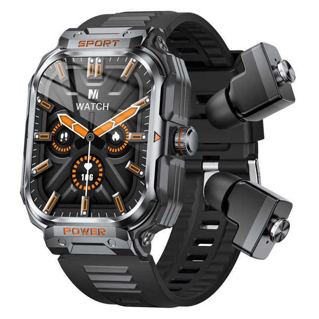 Black 2-in-1 Smartwatch with Earbuds and 2.01-Inch HD Screen for Sports V888-ELOSUNG28585