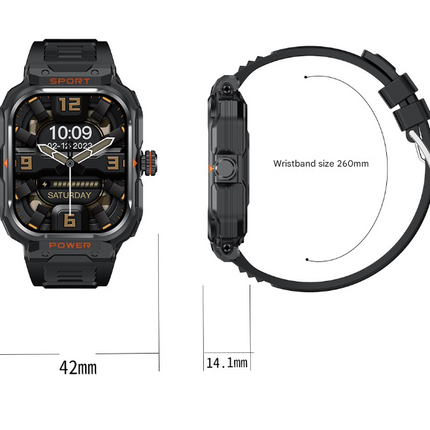 Black 2-in-1 Smartwatch with Earbuds and 2.01-Inch HD Screen for Sports