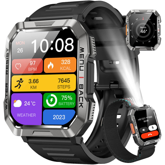 Men's Outdoor Smartwatch with Bluetooth Calling and Flashlight V888-ELOSUNG28587