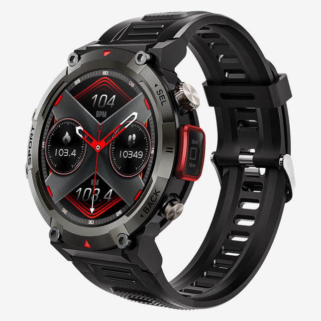 Black-red Outdoor Smartwatch with 1.45-Inch HD Round Screen and Flashlight V888-ELOSUNG28594