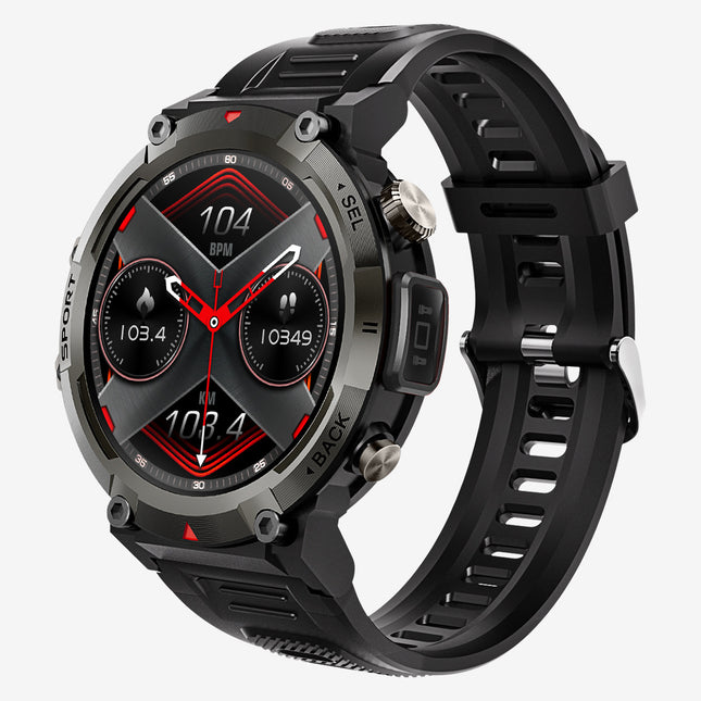 Black Outdoor Smartwatch with 1.45-Inch HD Round Screen and Flashlight V888-ELOSUNG28596
