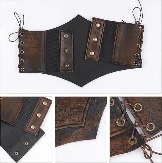 Medieval-Style Women's Leather Belt with Lace-Up Design 115cm – product detail