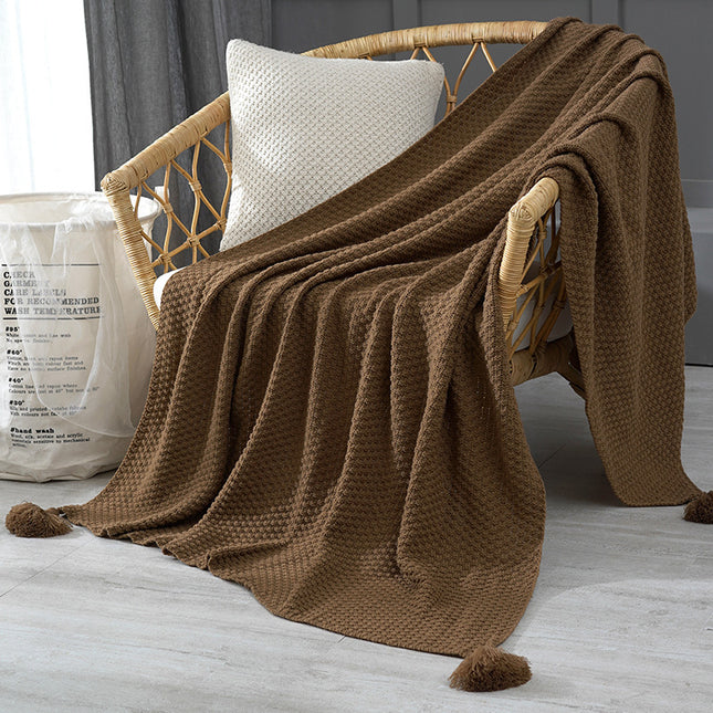 110cm x 150cm Coffee Knitted Sofa Blanket for Autumn and Winter Naps V888-ELOSUNG28609