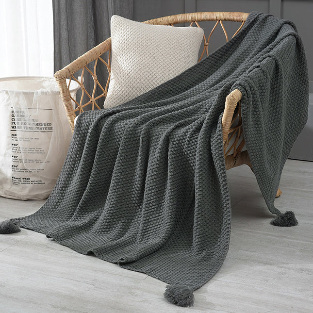 110cm x 150cm Grey Knitted Sofa Blanket for Autumn and Winter Naps V888-ELOSUNG28611