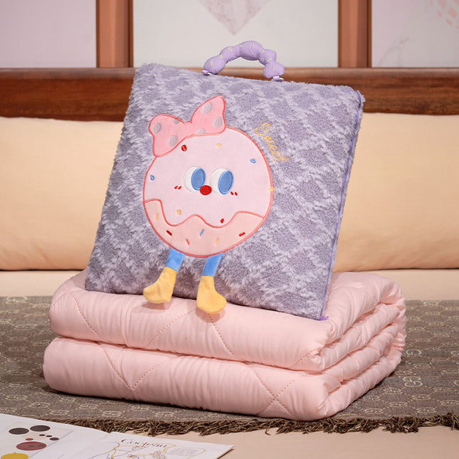 Purple Cartoon Cookie Pillow Blanket 2-in-1 for Winter Car and Office Use V888-ELOSUNG28613