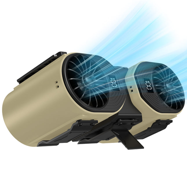 Brown-black Portable Turbo Waist Fan with Digital Display and Dual Air Outlets V888-ELOSUNG28617