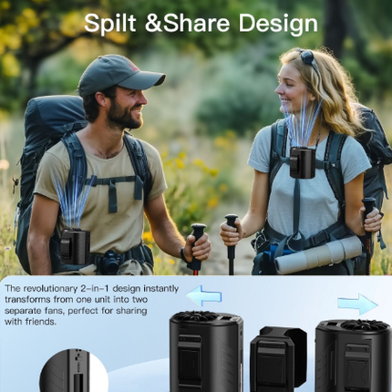 Black Portable Turbo Waist Fan with Digital Display and Dual Air Outlets