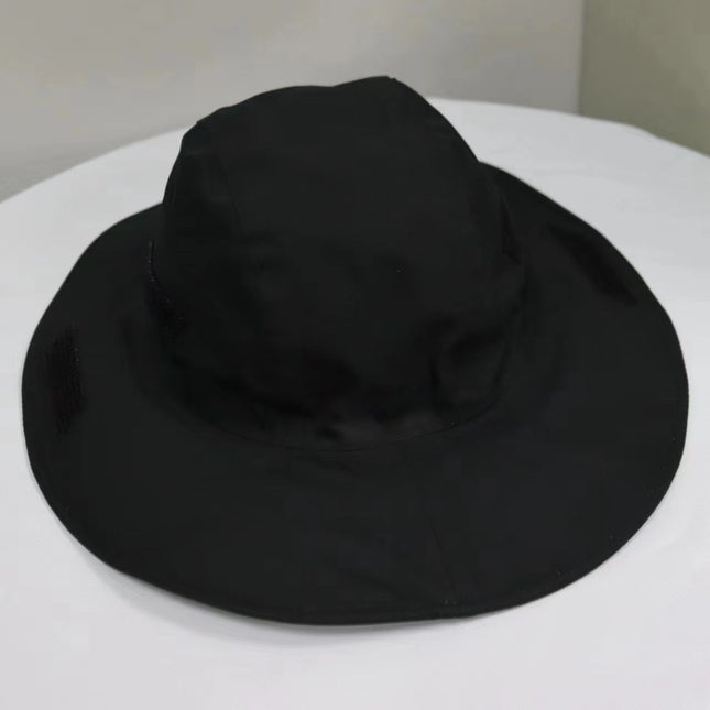 Black Autumn-Winter Waterproof Sun Hat with Fleece Lining and Wide Brim V888-ELOSUNG28620