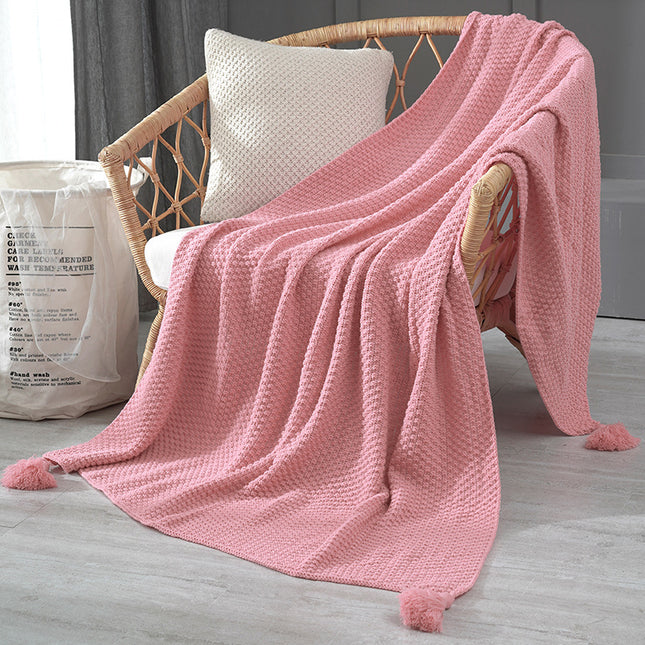 110cm x 150cm Pink Knitted Sofa Blanket for Autumn and Winter Naps V888-ELOSUNG28638