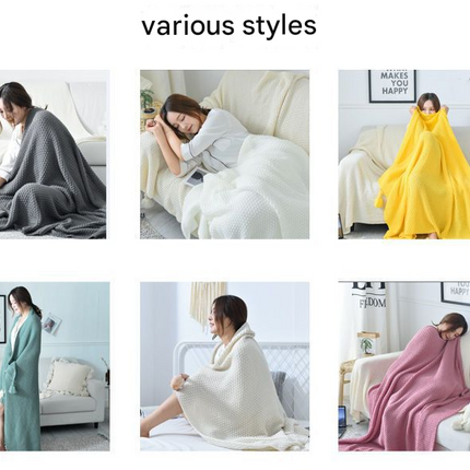 110cm x 150cm Pink Knitted Sofa Blanket for Autumn and Winter Naps
