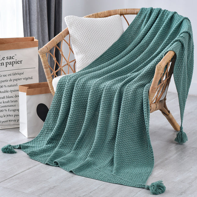 110cm x 150cm Green Knitted Sofa Blanket for Autumn and Winter Naps V888-ELOSUNG28641