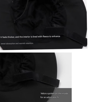 Navy Blue Autumn-Winter Waterproof Sun Hat with Fleece Lining and Wide Brim