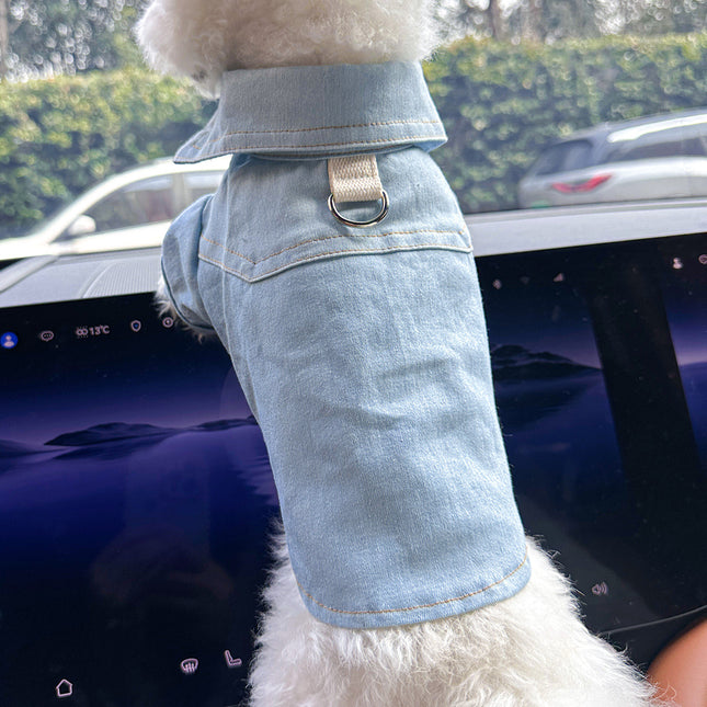 XS-Approximately 2kg Handsome denim shirt Denim Vest Jacket for Dogs and Cats