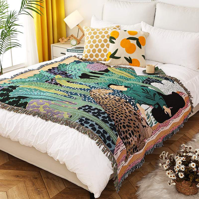Buddhist Monastery INS-Style Illustrated Line Blanket