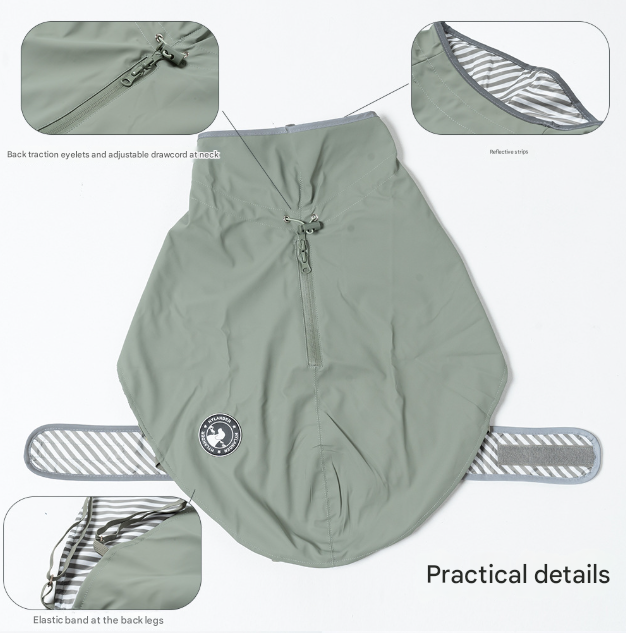 45 Grey Waterproof Reflective Dog Raincoat for Small to Large Dogs – product detail