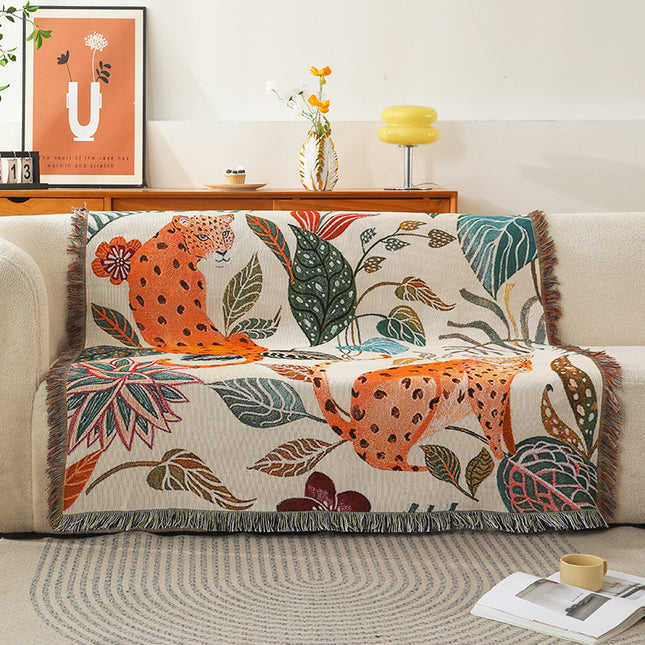 130 160cm Leopard Print Jacquard Blanket