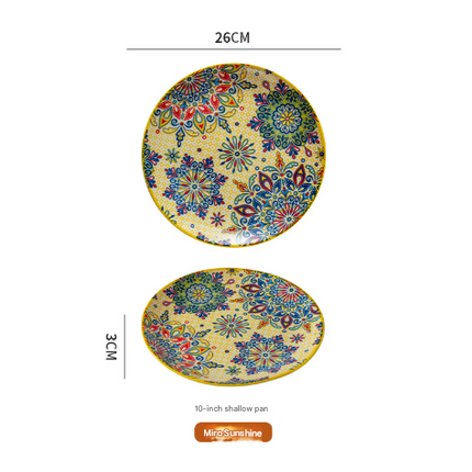 Milo Sunshine 10-Inch Bohemian Ceramic Shallow Plate