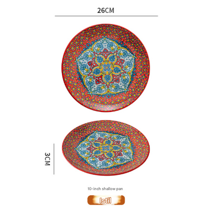 Isidil 10-Inch Bohemian Ceramic Shallow Plate