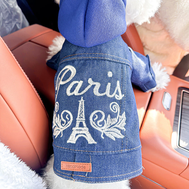 S-Approximately 5kg Paris Denim Vest Jacket for Dogs and Cats