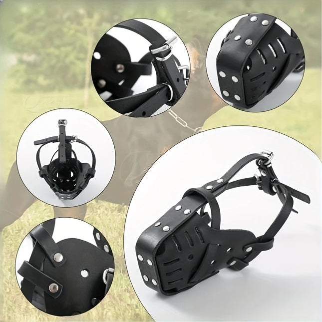 S Adjustable Leather Dog Muzzle for Large Breeds Anti-Bite and Anti-Bark – product detail