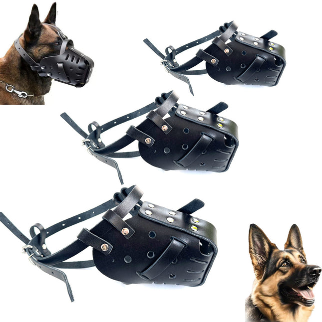 M Adjustable Leather Dog Muzzle for Large Breeds Anti-Bite and Anti-Bark V888-ELOSUNG28778