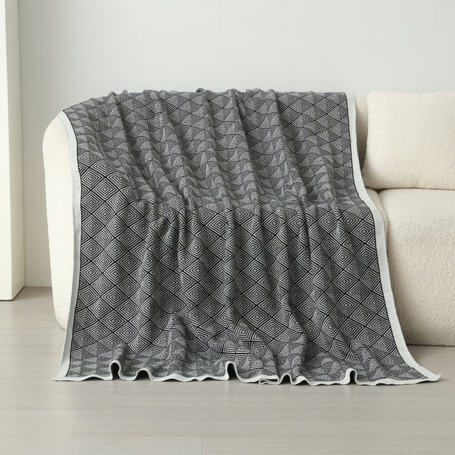 Dark Grey Knitted Sofa Blanket with Plush Side 130 x 170 cm 720g Ideal for Napping and Office Use – product detail