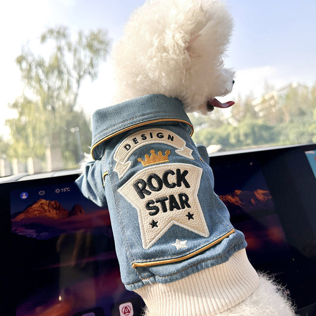 M Around 8kg Rock 'n' Roll Denim Chic Denim Pet Vest