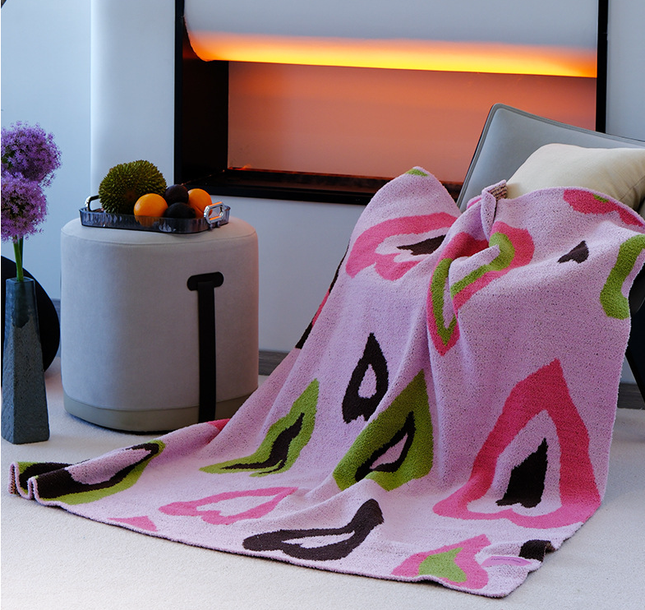 Pink Luxurious Chunky Knit Throw Blanket