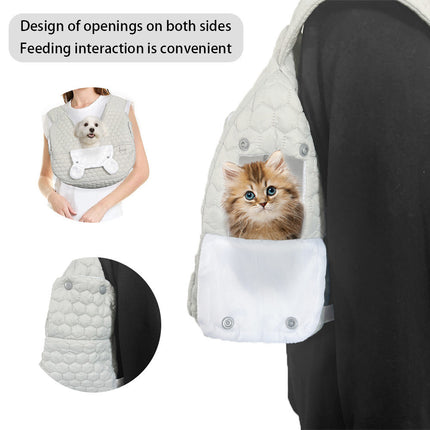 Beige Cozy Quilted Pet Carrier Backpack - Front Pack Sling for Cats & Small Dogs - Travel & Outdoor