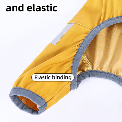 L Blue And Gray Trim Waterproof Four-Legged Dog Raincoat with Leash Hole for Small Breeds