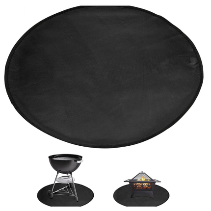 24-Inch Black Fireproof Mat for Fire Pit and BBQ - Silicone Coated