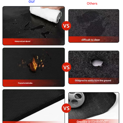 24-Inch Black Fireproof Mat for Fire Pit and BBQ - Silicone Coated