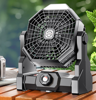 Black Portable USB Camping Fan with 7800mAh Battery and 3-Mode LED Lighting V888-ELOSUNG28860