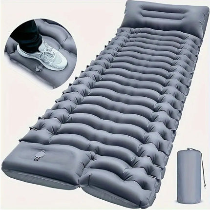 Grey 190cm Ultra-Light Foot Pump Inflatable Camping Sleeping Pad