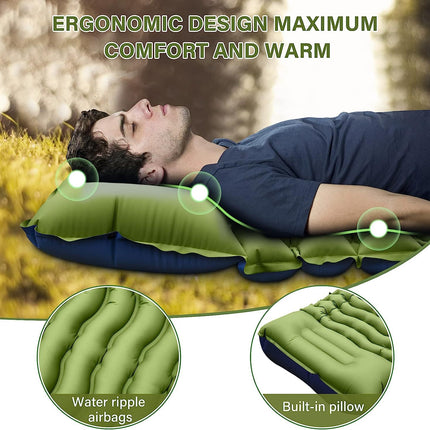 Grey 190cm Ultra-Light Foot Pump Inflatable Camping Sleeping Pad