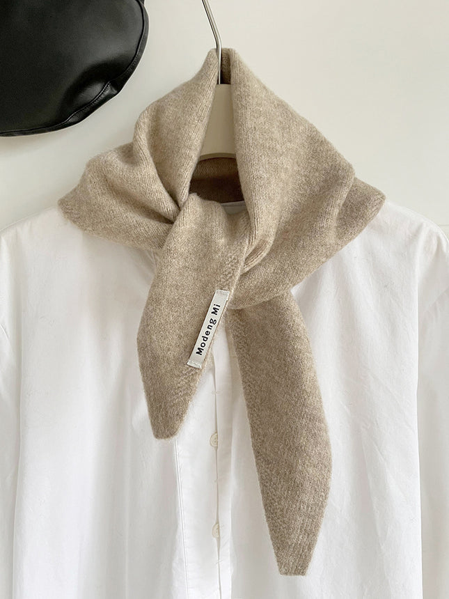 Khaki Chic Wool Blend Knit Triangle Scarf