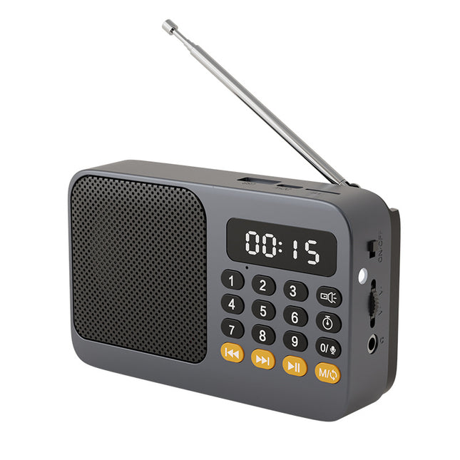 Portable Digital Music Player & FM Radio 4 Playback Modes LED Flashlight(Gray) V888-ELOSUNG29011